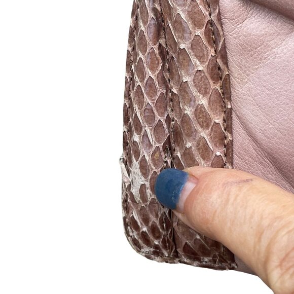 Vintage Morris Moskowitz Leather Clutch With Snake Trim & Chain Strap - Picture 8 of 11